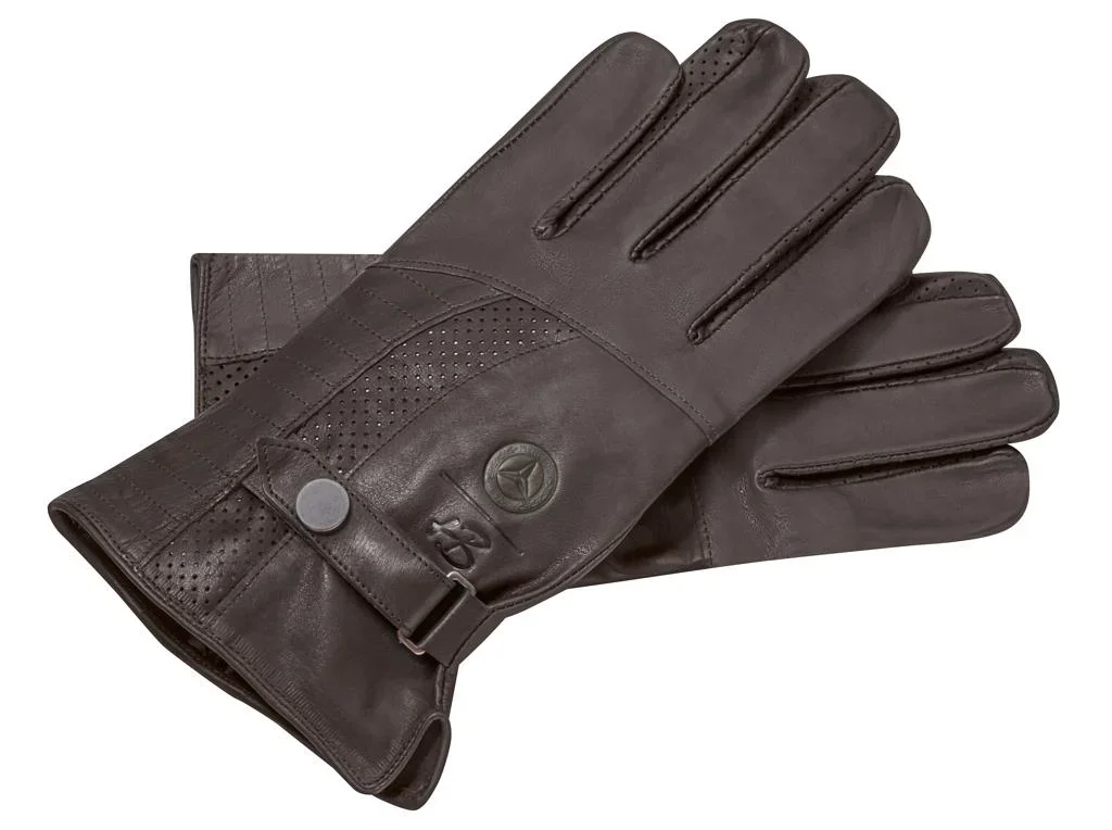 B66041666 MERCEDES Кожаные перчатки Mercedes Leather Gloves, Dark Brown, Heinz Bauer Manufacture (фото 1)