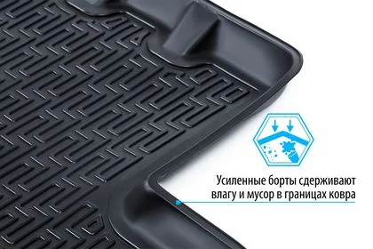 14701007 RIVAL Комплект автомобильных ковриков Renault Duster 2015- 2WD/4WD, Nissan Terrano 2WD/4WD 2017- полиуретан, низкий борт, 5 предметов, крепеж для передних ковров (фото 5)