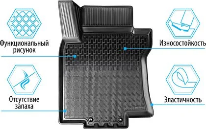 16006001 RIVAL Комплект автомобильных ковриков Lada Vesta 2015- , полиуретан, низкий борт, 5 предметов, крепеж для передних ковров (фото 2)