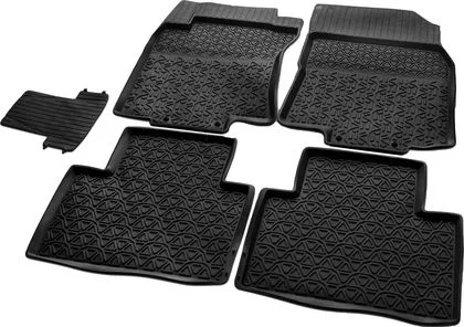 64109001 RIVAL Комплект автомобильных ковриков Nissan X-Trail 2015- , литая резина, низкий борт, крепеж для передних ковров (фото 1)