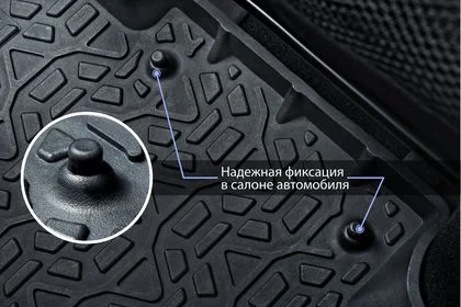 64109001 RIVAL Комплект автомобильных ковриков Nissan X-Trail 2015- , литая резина, низкий борт, крепеж для передних ковров (фото 4)
