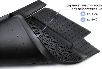 64109001 RIVAL Комплект автомобильных ковриков Nissan X-Trail 2015- , литая резина, низкий борт, крепеж для передних ковров (фото 7)
