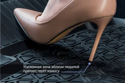 64105001 RIVAL Комплект автомобильных ковриков Nissan Qashqai Российская сборка 2015- , литая резина, низкий борт, крепеж для передних ковров (фото 9)