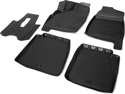 16005003 RIVAL Комплект резиновых автомобильных ковриков Lada 4х4 5D 2009- , полиуретан, низкий борт, 5 предметов, крепеж для передних ковров (фото 1)