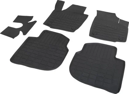 65102001 RIVAL Комплект автомобильных ковриков Skoda Rapid 2013- , литая резина, низкий борт, 5 предметов, крепеж для передних ковров (фото 1)