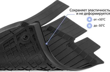 65102001 RIVAL Комплект автомобильных ковриков Skoda Rapid 2013- , литая резина, низкий борт, 5 предметов, крепеж для передних ковров (фото 7)