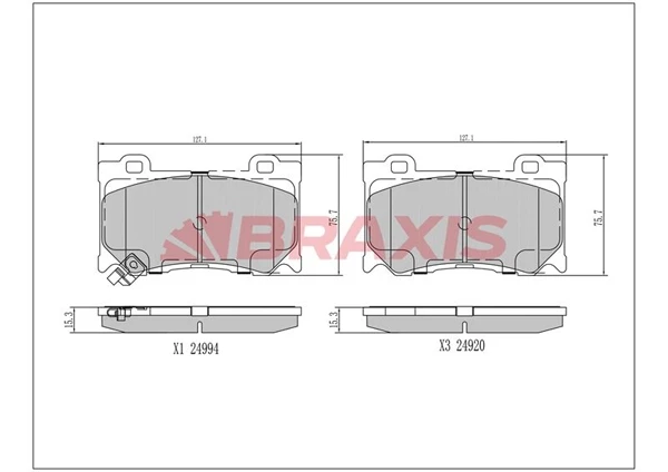 AA0407 BRAXIS Комплект тормозных колодок, дисковый тормоз (фото 2)