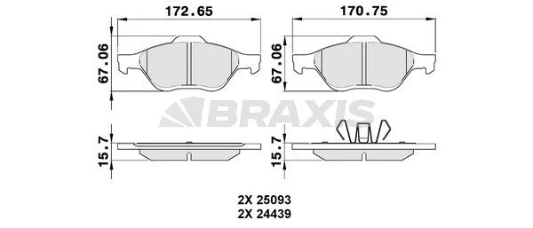 AA0340 BRAXIS Комплект тормозных колодок, дисковый тормоз (фото 1)