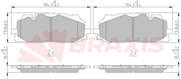 AA0666 BRAXIS Комплект тормозных колодок, дисковый тормоз (фото 2)