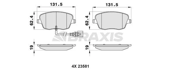 AB0124 BRAXIS Комплект тормозных колодок, дисковый тормоз (фото 3)