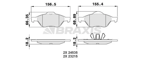 AA0026 BRAXIS Комплект тормозных колодок, дисковый тормоз (фото 3)