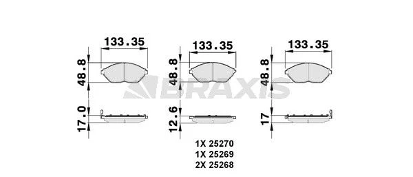 AB0151 BRAXIS Комплект тормозных колодок, дисковый тормоз (фото 3)