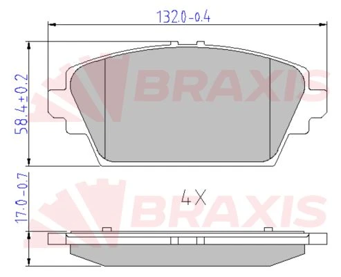 AA0644 BRAXIS Комплект тормозных колодок, дисковый тормоз (фото 2)