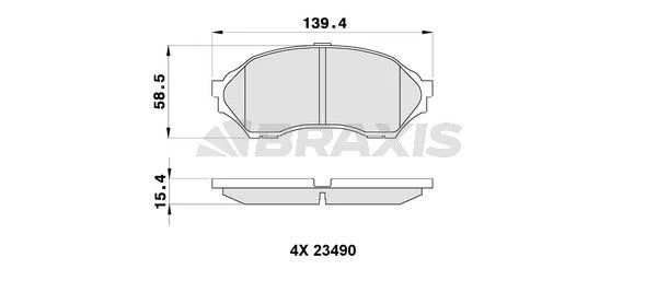 AB0333 BRAXIS Комплект тормозных колодок, дисковый тормоз (фото 3)