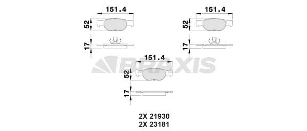 AA0074 BRAXIS Комплект тормозных колодок, дисковый тормоз (фото 2)