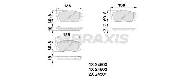 AB0223 BRAXIS Комплект тормозных колодок, дисковый тормоз (фото 2)