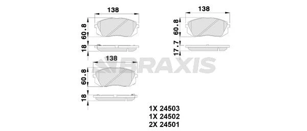 AB0223 BRAXIS Комплект тормозных колодок, дисковый тормоз (фото 3)