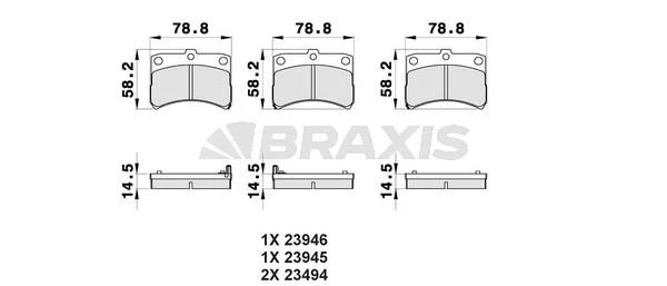 AB0347 BRAXIS Комплект тормозных колодок, дисковый тормоз (фото 2)
