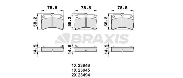 AB0347 BRAXIS Комплект тормозных колодок, дисковый тормоз (фото 3)