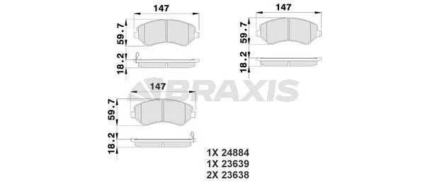 AB0217 BRAXIS Комплект тормозных колодок, дисковый тормоз (фото 2)