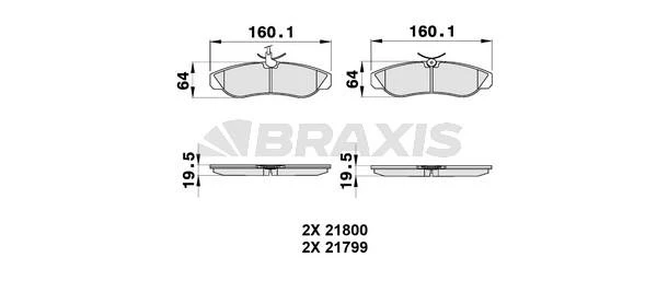 AB0183 BRAXIS Комплект тормозных колодок, дисковый тормоз (фото 2)