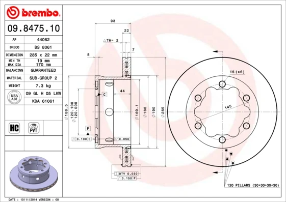 09.8475.10 BREMBO Тормозной диск (фото 5)