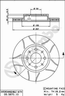 09.5870.75 BREMBO Тормозной диск (фото 5)