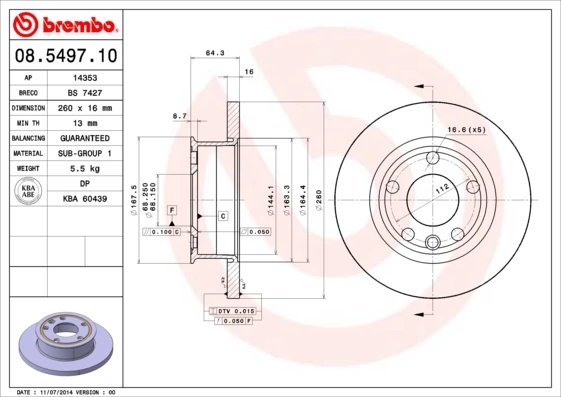 08.5497.10 BREMBO Тормозной диск (фото 5)