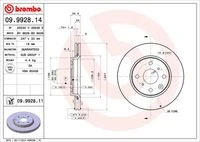 09.9928.14 BREMBO Тормозной диск (фото 3)