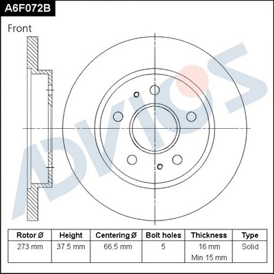 A6F072B ADVICS Тормозной диск (фото 1)