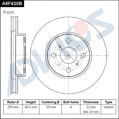 A6F420B ADVICS Тормозной диск (фото 1)