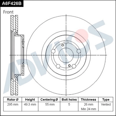 A6F426B ADVICS Тормозной диск (фото 1)