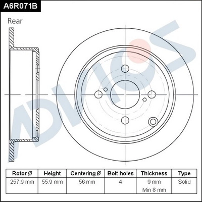 A6R071B ADVICS Тормозной диск (фото 1)