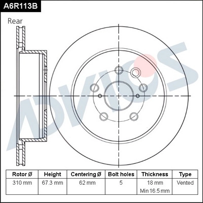 A6R113B ADVICS Тормозной диск (фото 1)