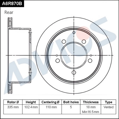 A6R870B ADVICS Тормозной диск (фото 1)