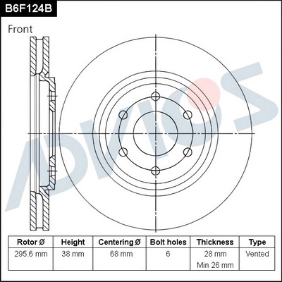 B6F124B ADVICS Тормозной диск (фото 1)