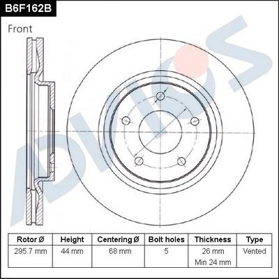 B6F162B ADVICS Тормозной диск (фото 1)