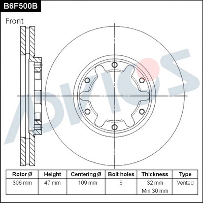 B6F500B ADVICS Тормозной диск (фото 1)