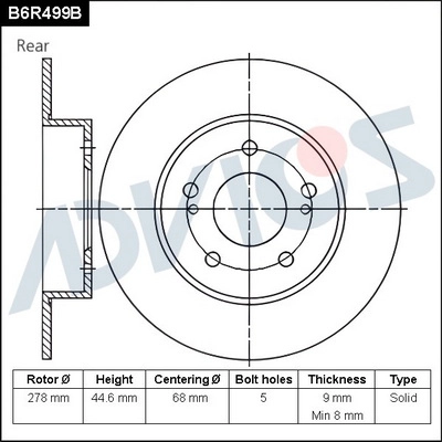 B6R499B ADVICS Тормозной диск (фото 1)