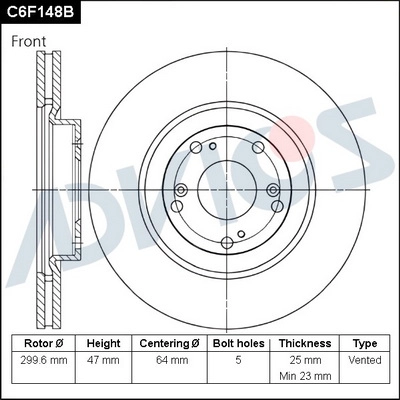 C6F148B ADVICS Тормозной диск (фото 1)