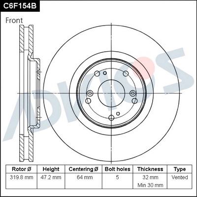 C6F154B ADVICS Тормозной диск (фото 1)