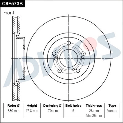C6F573B ADVICS Тормозной диск (фото 1)