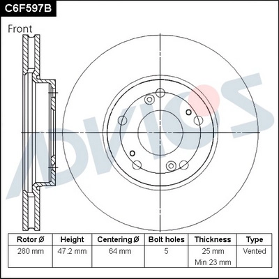C6F597B ADVICS Тормозной диск (фото 1)