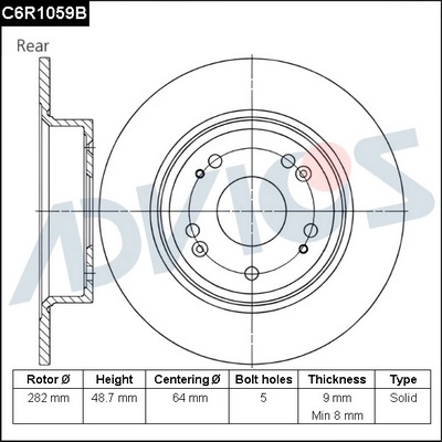 C6R1059B ADVICS Тормозной диск (фото 1)