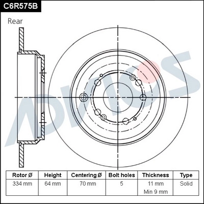 C6R575B ADVICS Тормозной диск (фото 1)