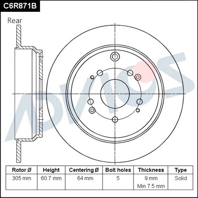 C6R871B ADVICS Тормозной диск (фото 1)