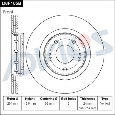 D6F105B ADVICS Тормозной диск (фото 1)