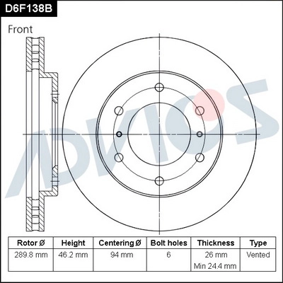 D6F138B ADVICS Тормозной диск (фото 1)