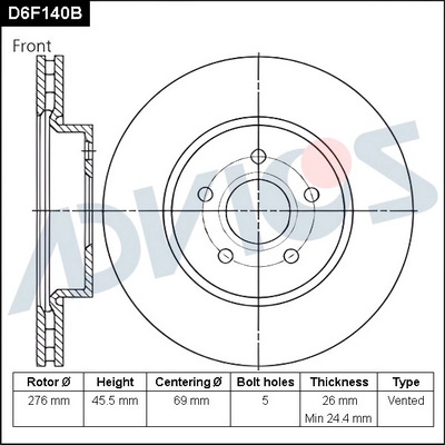 D6F140B ADVICS Тормозной диск (фото 1)