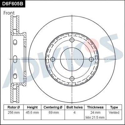 D6F605B ADVICS Тормозной диск (фото 1)